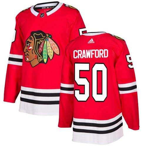 Adidas Chicago Blackhawks 50 Corey Crawford Red Home Authentic Stitched Youth NHL Jersey